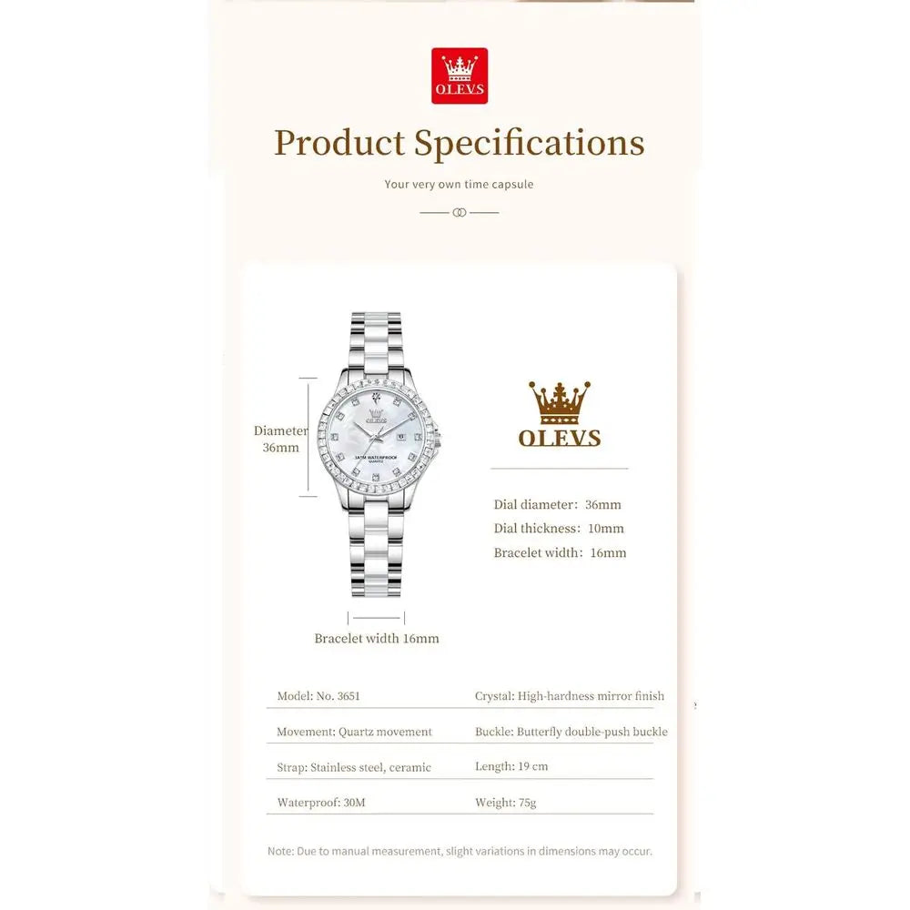 OLEVS Women Diamond Watch Elegant Luxury DrWatch Women's Rose Gold Ceic Crystal Wristwatch