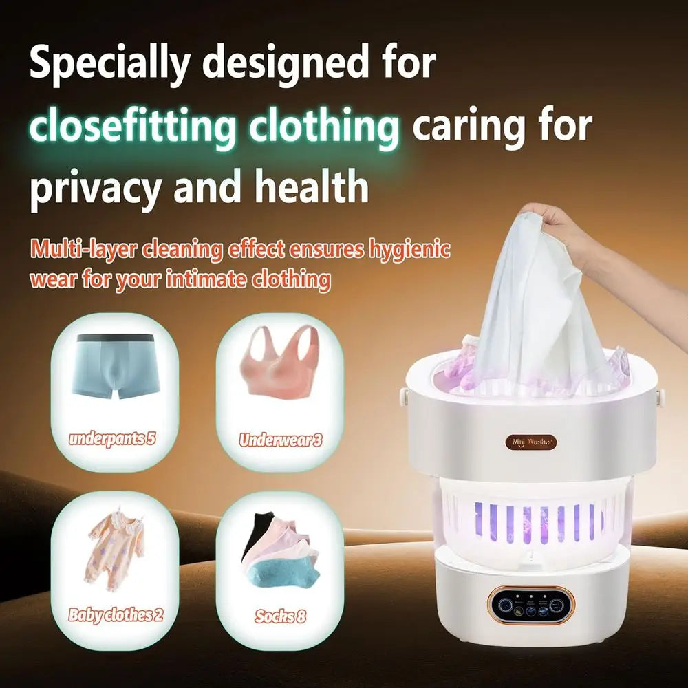 New Upgraded Portable Washing Machine 16L Mini Foldable Washer with UV-C Cleaning Ideal for Hotel, Home, Apartment and Camping