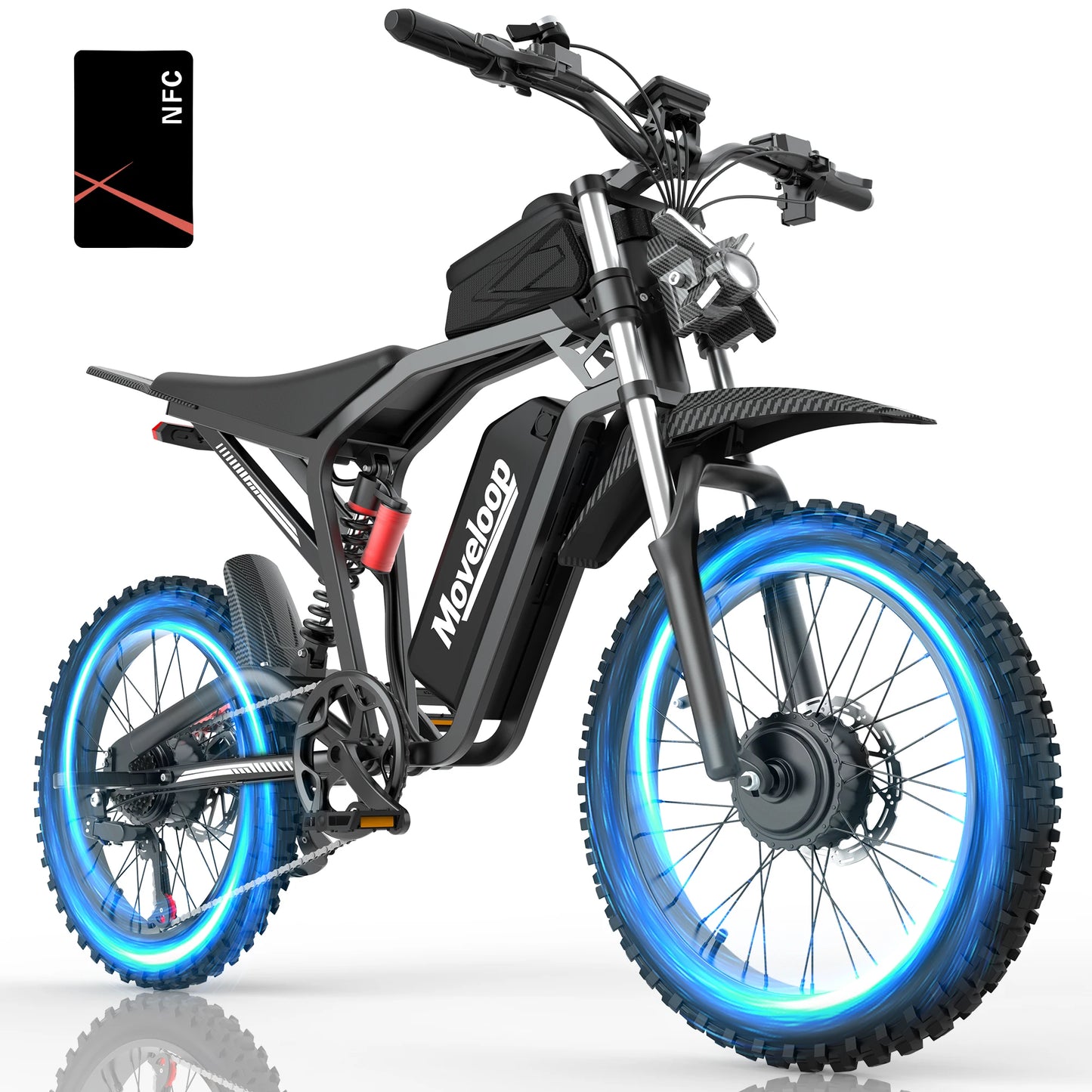 Moveloop T1 Electric Bike 1500W 48V/20AH Battery 40-80 Miles 6-8H Range 31-35Mph 90NmHydraulic Brakes Adult Electric Bike Torque