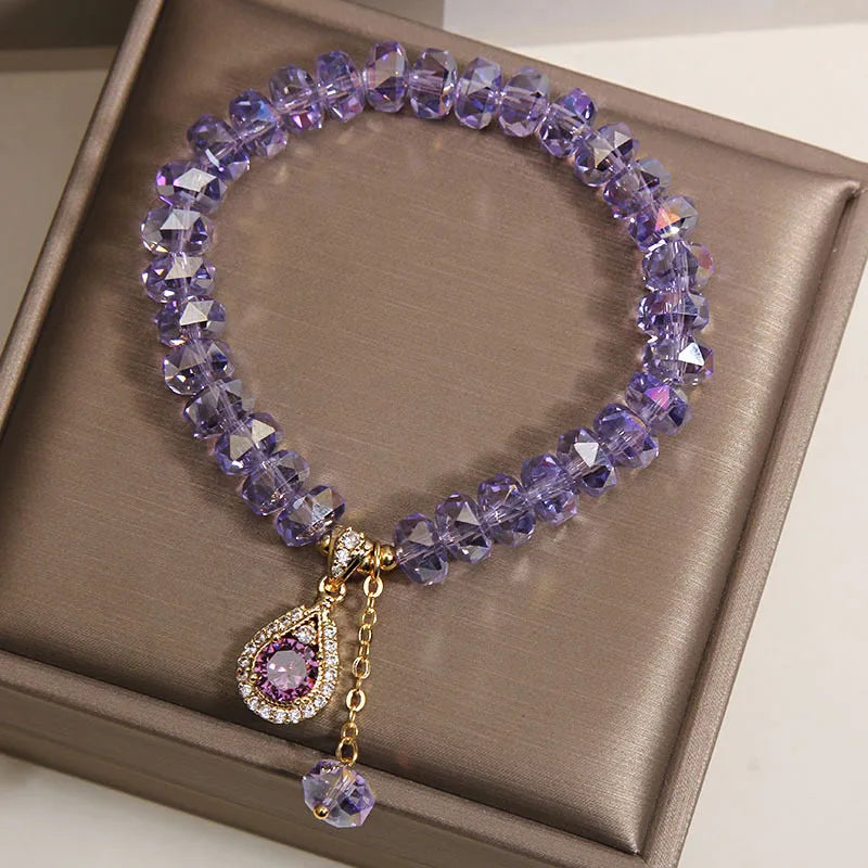Purely Handmade - Lavender Amethyst Abacus Bead Bracelet Women's Light Luxury