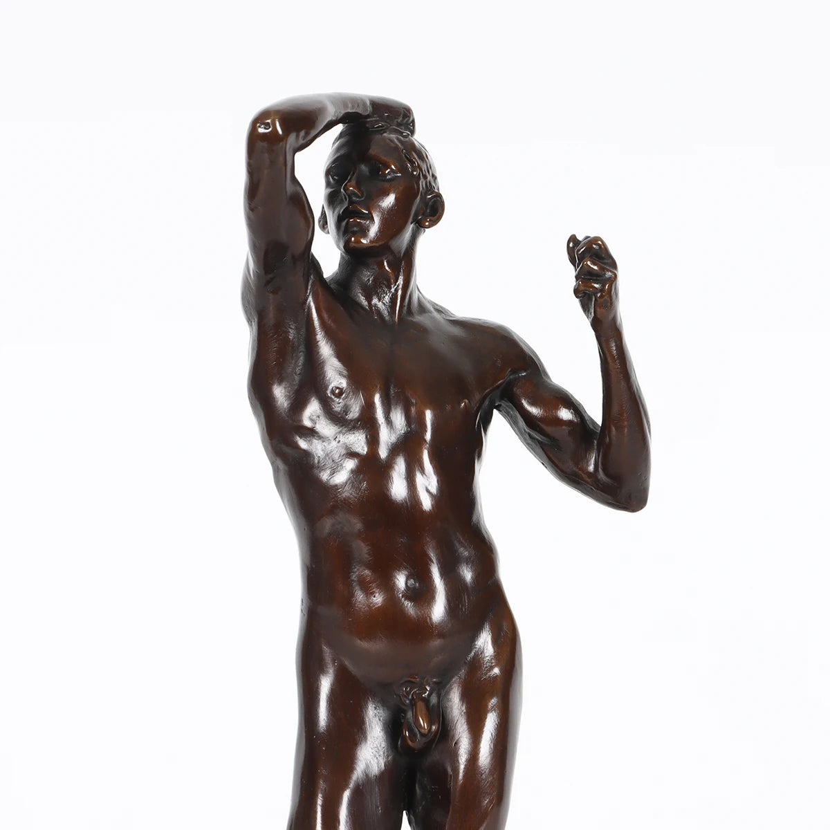 Bronze Rodin's "The Age of Bronze" Statue Sculpture Famous Nude Man Collectible Figurine Art Office Decor