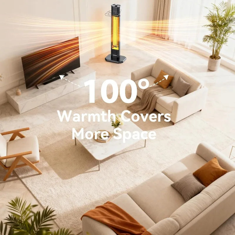 VAGKRI Outdoor Electric Patio Heater, 1500W 36" Infrared Heater with 2 Heat Tube, 3 Levels, Tip-Over&Overheat Protection, IPX5