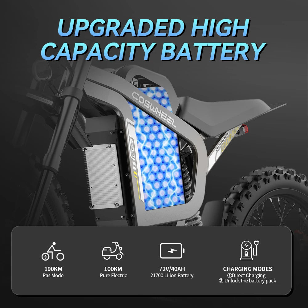 Electric Bike Off-road R19 Electric Motorcycle 72V 40ah Lithium Battery NFC Ebik 6000W New In Gearless Motors Speed 85Kmh Speed