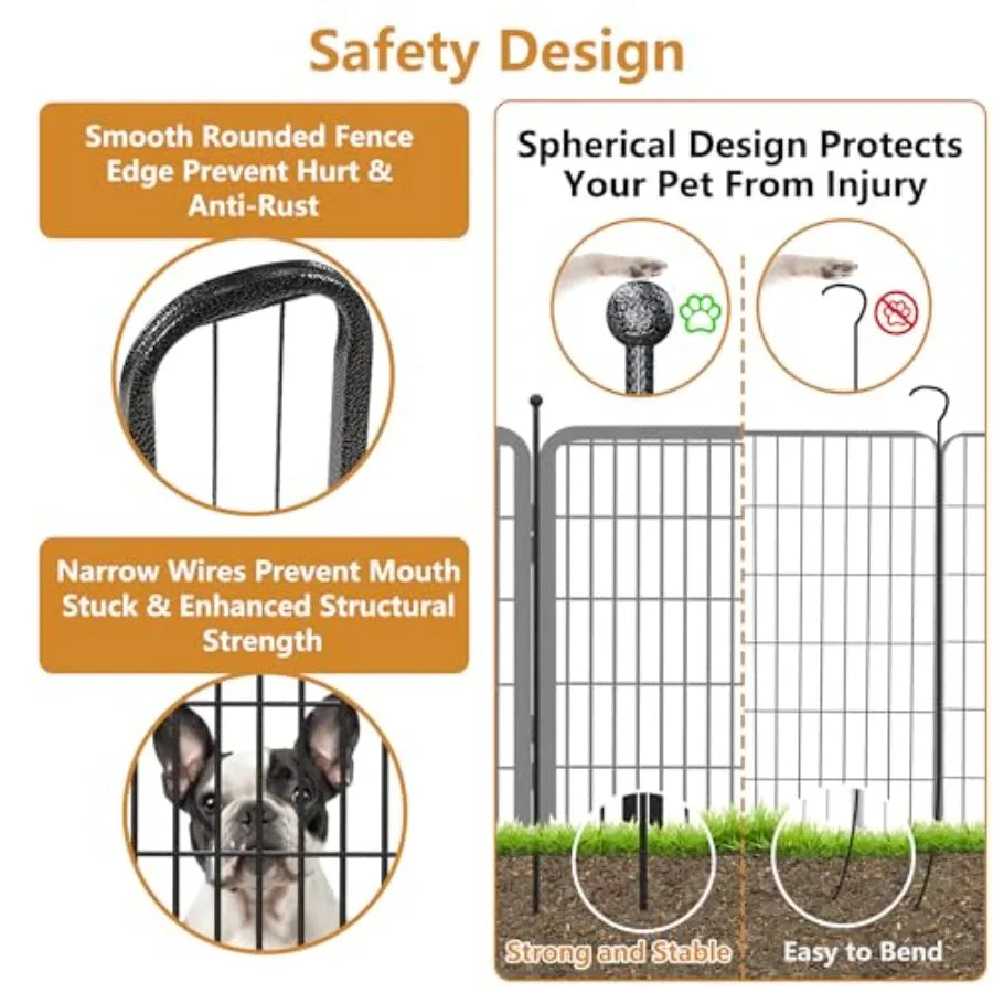 Outdoor 10 Panels Heavy Duty 32 H x 28 W Anti-Rust Dog Fence Foldable Metal Play Pen with 1 Gate for Medium/Large Pets in Gray