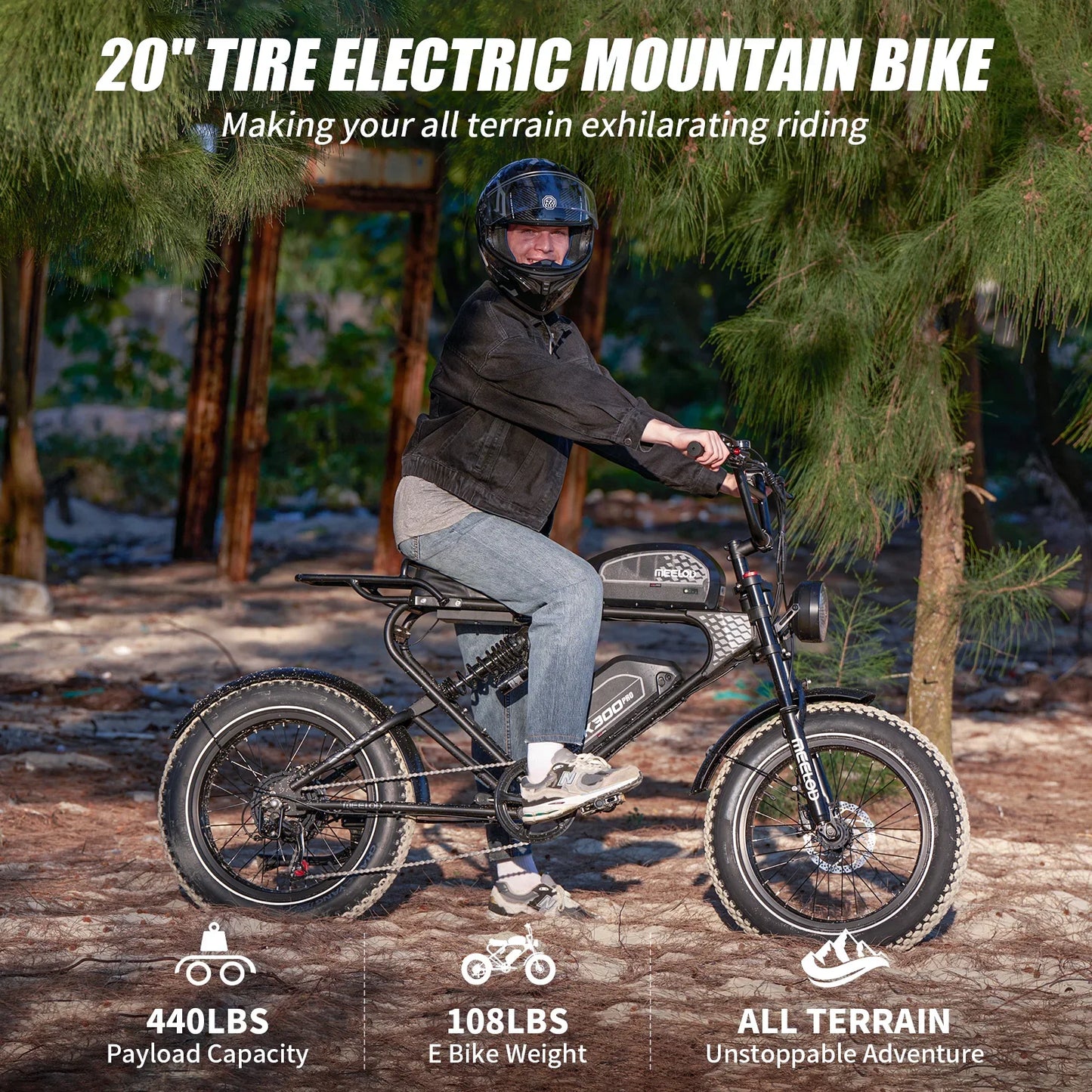 MEELOD DK300pro adult E-bike 1200W 48V 30Ah battery commute Electric Bike,20-inch Fat Tire E-Mountain bike