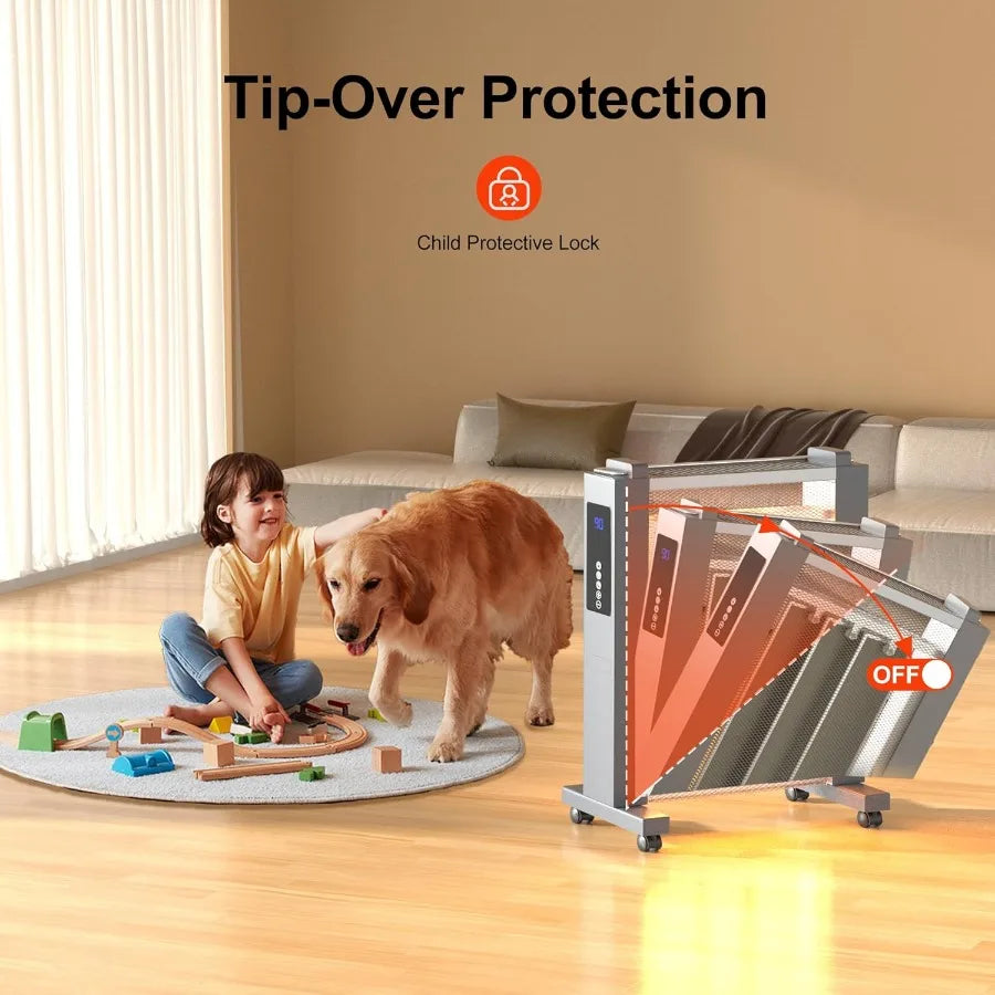 Space Heaters for Large Room Whole-Room Heating 1500 W Radiator Electric Heater with Tip-over Overheat Protection Heaters with
