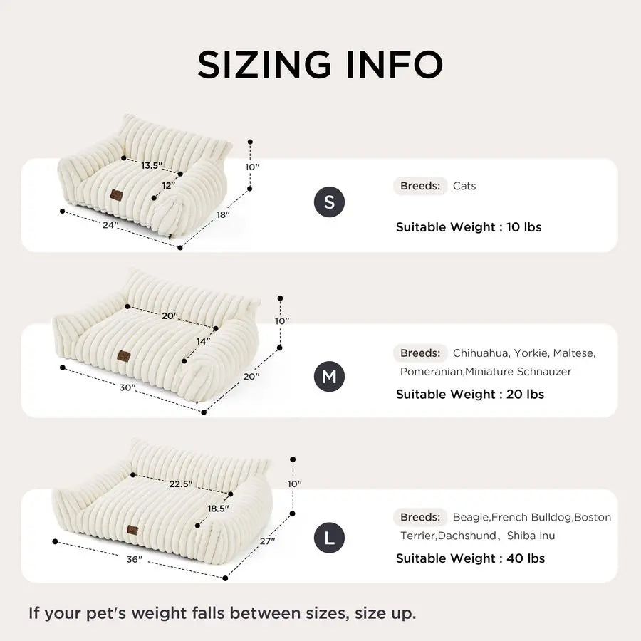 Cute Cat Couch for Pets Fluffy Cat beds with Premium Soft Corduroy Fleece, Fuzzy Cats beds for Indoor Cats with Removable Washab