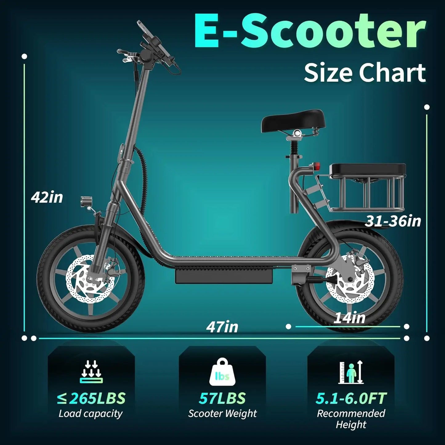 Electric Scooter for Adults, 14" Tires, 22Mph Max Speed, 500W Motor, 28 Miles Max Range, Folding E-Scooter with Dual Suspension