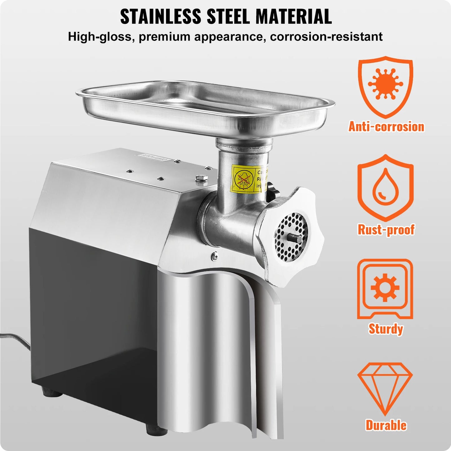 Succebuy Meat Grinder Electric Meat Grinders Grinding Plate Stainless Steel Commercial for Kitchen Restaurant Butcher Store