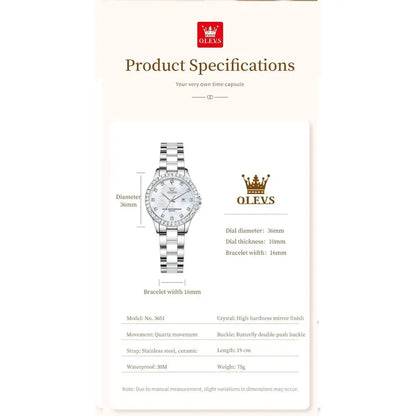 OLEVS Women Diamond Watch Elegant Luxury DrWatch Women's Rose Gold Ceic Crystal Wristwatch