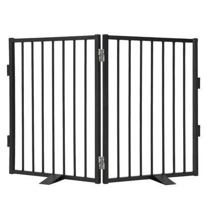 Full Metal Freestanding Dog Gate,Indoor Pet Gate with Floor Protect Support Feet, 40x32Inches Foldable Dog Fence for Stairs, Hal