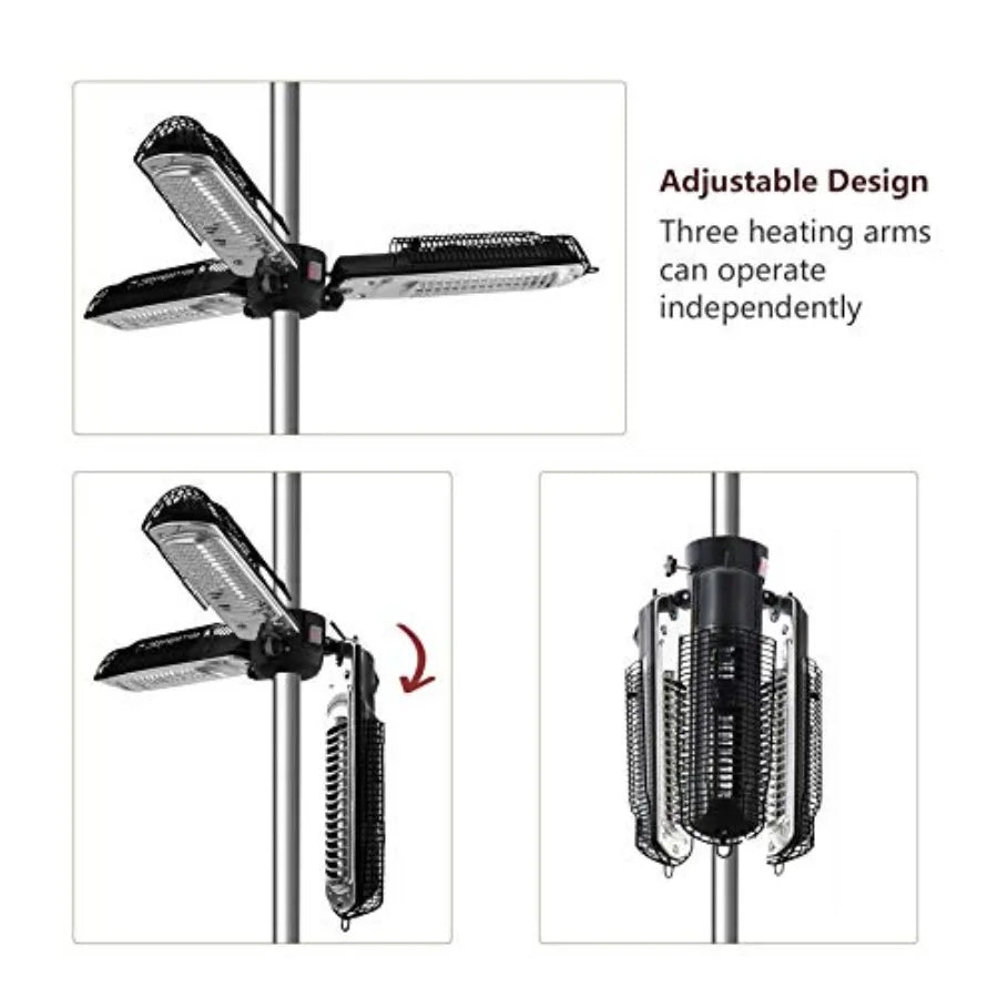 Electric Parasol Patio Heater Folding Electric Outdoor Umbrella Space Heater with 3 Infrared Heating Lamps for Pergola