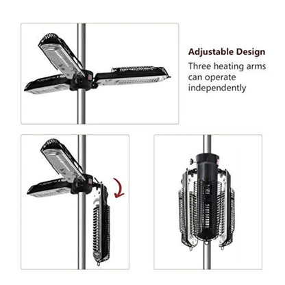 Electric Parasol Patio Heater Folding Electric Outdoor Umbrella Space Heater with 3 Infrared Heating Lamps for Pergola
