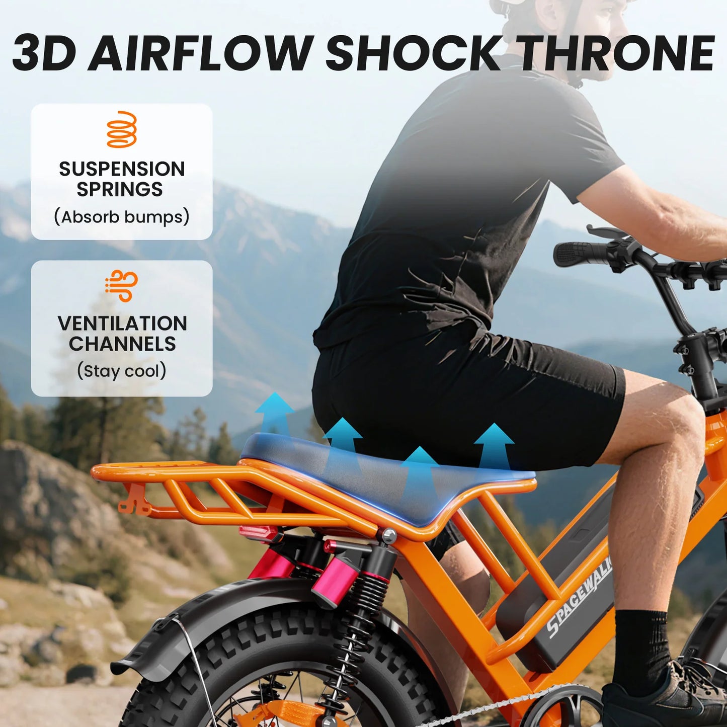 Spacewalk 750W M7 Electric Bike for Adults,24.9MPH 70 Miles,48V 15.6Ah Electric Dirt Bike,20" Fat Tire,7-Speed All Terrain EBike