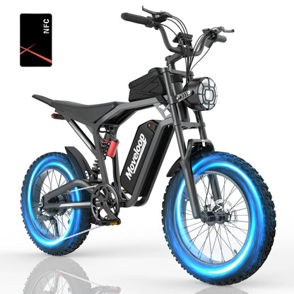 Moveloop T1 Electric Bike 1500W 48V/20AH Battery 40-80 Miles 6-8H Range 31-35Mph 90NmHydraulic Brakes Adult Electric Bike Torque