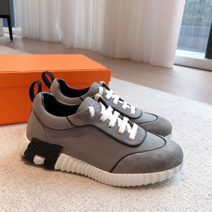 2024 New Colors Men Bouncing Sneaker Shoes Top Luxury Calfskin Suede Casual Sports Goatskin Light Sole Low Top Trainers Comfort
