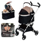 Lightweight Pet Stroller for Small Dogs & Cats Under 20 lb, Converts to Car Seat, One-Hand Fold