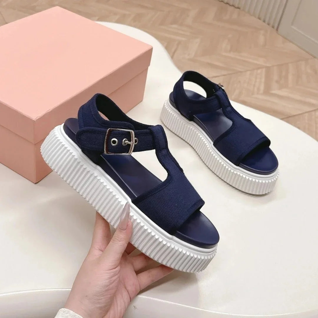 2026 Designer Women'S New Summer Sandals Classic Wedge Thick Sole Hook Loop Strap Open Toe Hollow Sandals For