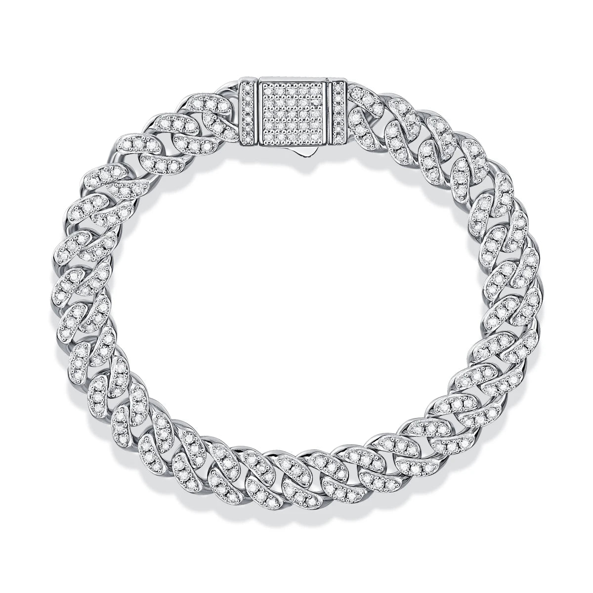 JIU ZUAN S925 Silver Moissanite Light Of Faith LuxuriousBracelet For Men And Women, Cuban Chain,For Engagement, Anniversary,