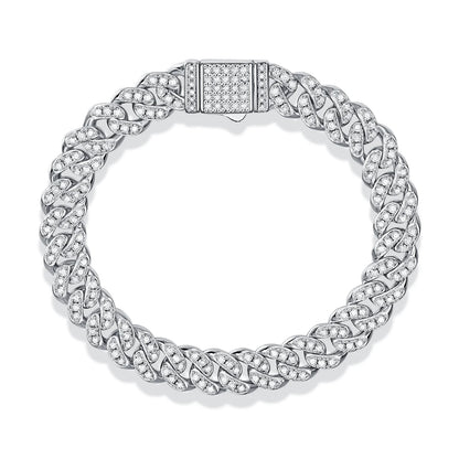 JIU ZUAN S925 Silver Moissanite Light Of Faith LuxuriousBracelet For Men And Women, Cuban Chain,For Engagement, Anniversary,