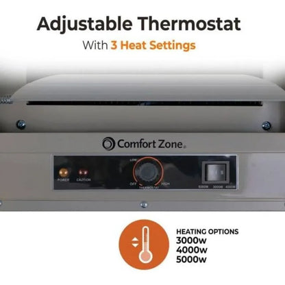 Comfort Zone Hard-Wired Ceiling Mount Garage Electric Space Heater, Fan-Forced, 5,000 watt, 240 volt, Overheat Protection, CZ220