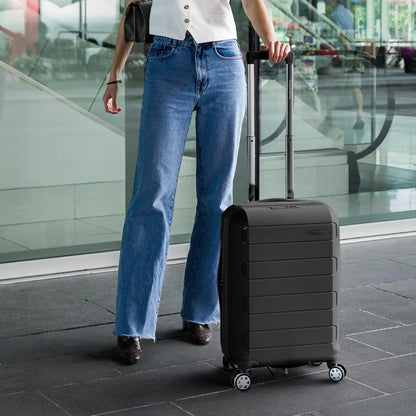 Expandable Hardshell Luggage Set with Spinner Wheels, Black, 2-Piece (22/26)