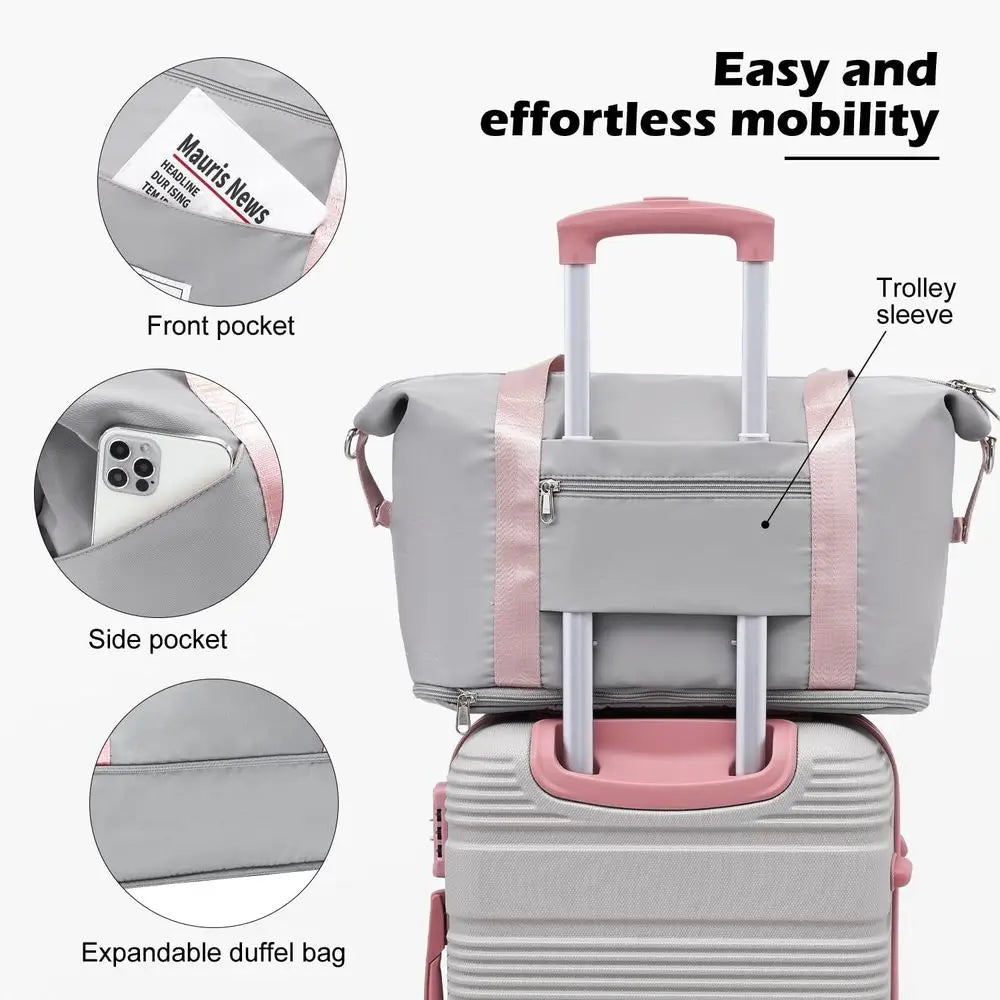 6-Piece ABS+PC Luggage Set with Spinner Wheels, Lightweight Suitcases featuring TSA Lock & Zipper