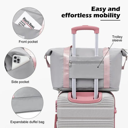 6-Piece ABS+PC Luggage Set with Spinner Wheels, Lightweight Suitcases featuring TSA Lock & Zipper