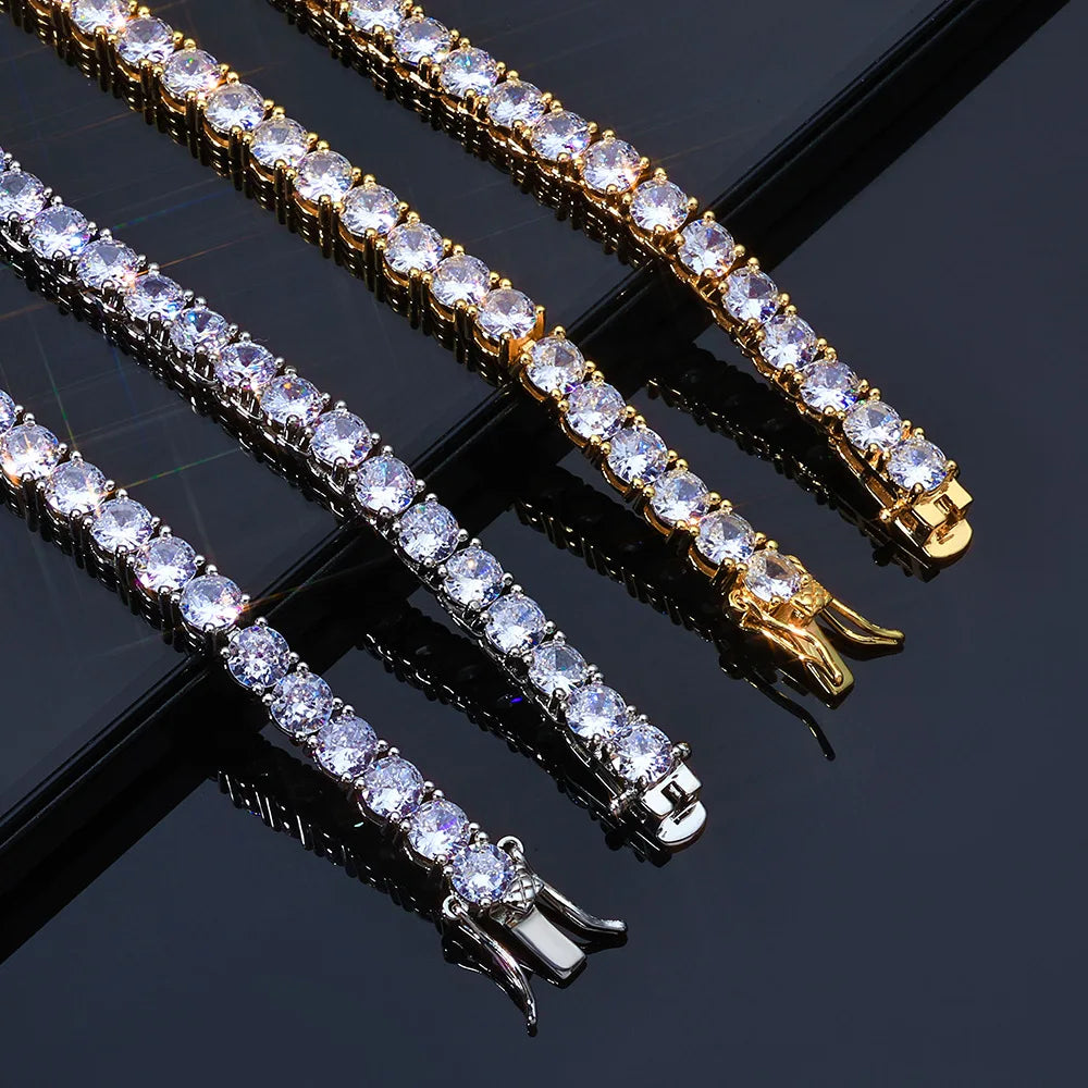 GRA Certified Moissanite Tennis Necklace 3/4/5/6mm Solid 925 Sterling Silver Diamond Tennis Necklaces for Women Man N002451