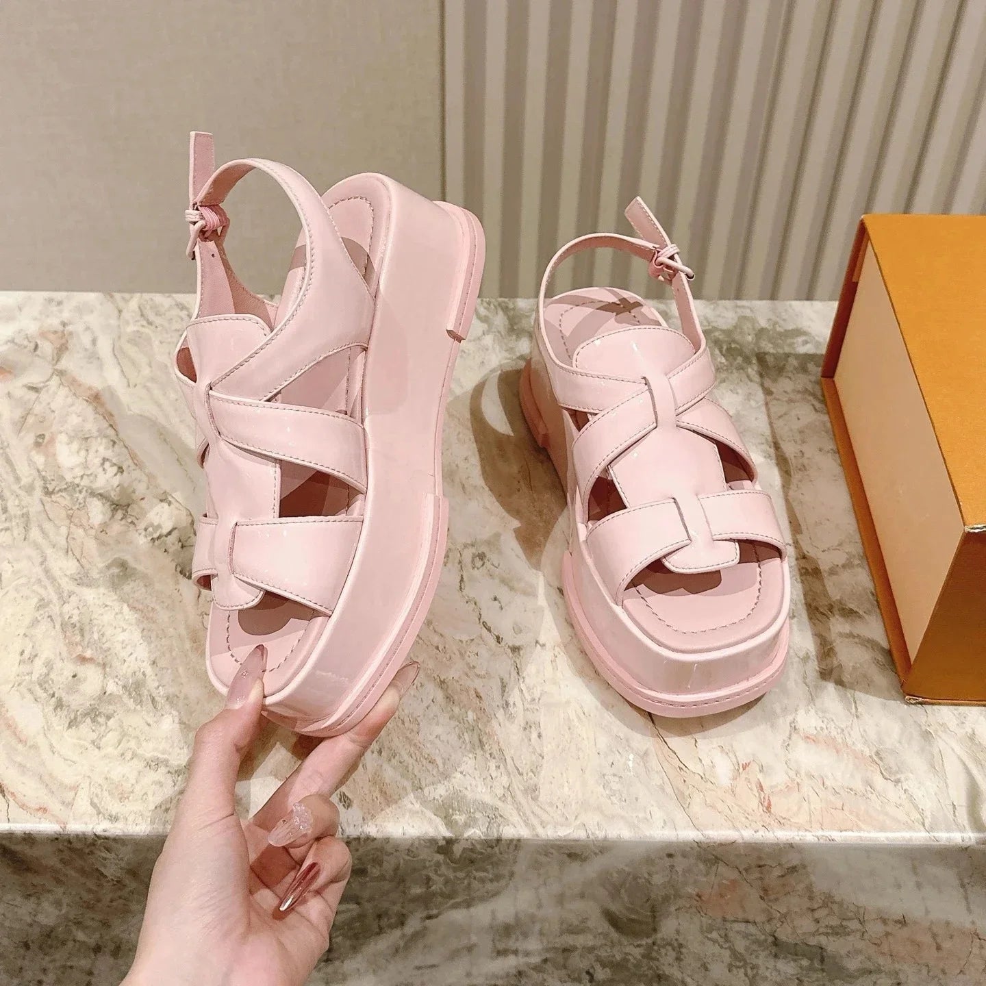 Newest 2026 Shoes For Women Buckle Strap Platform Sandals Genuine Leather Designer Ladies Sandialas Casual Zapatillas Mujer