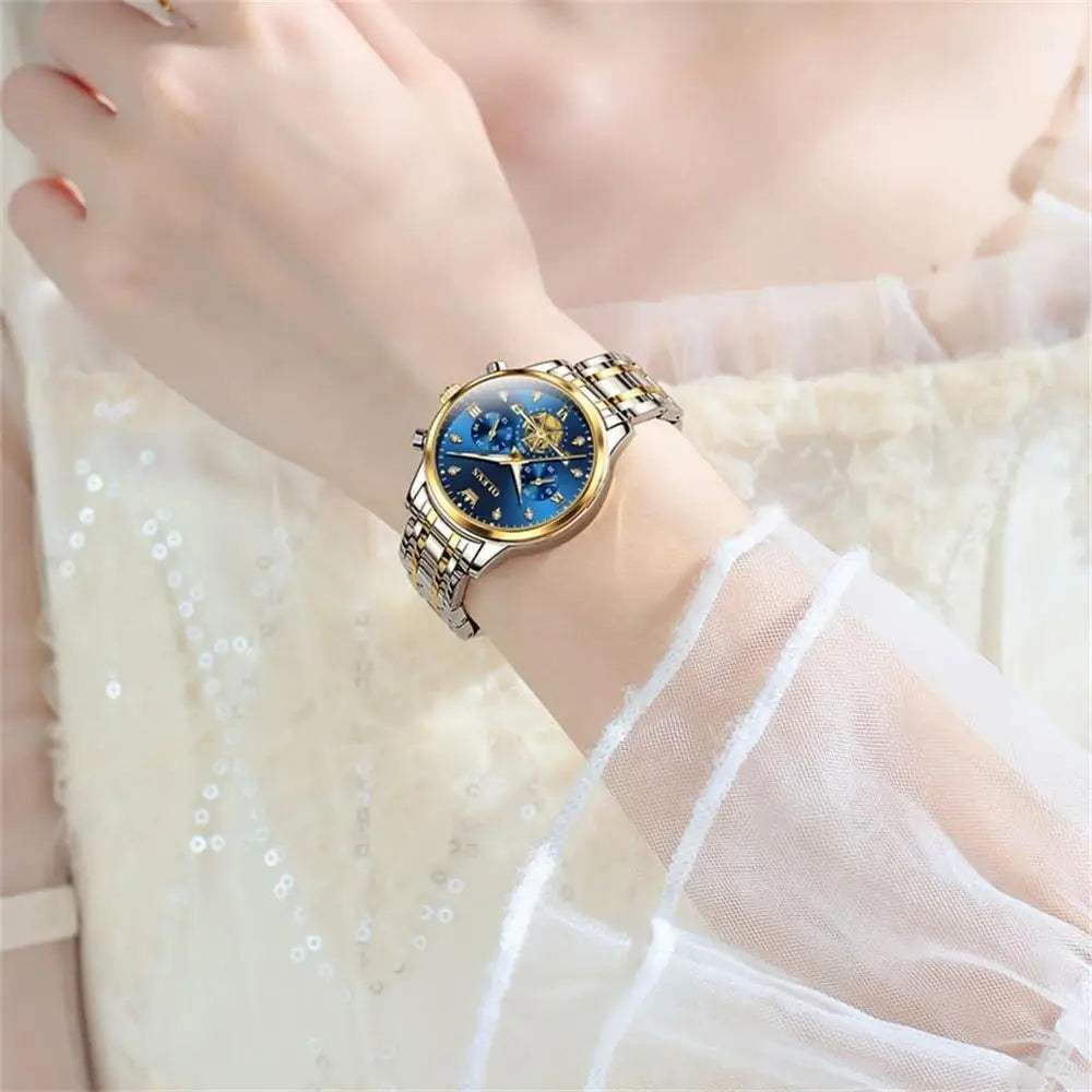 OLEVS Women Watch Multiunctional Two Tone Watch ashion BusinAng Quartz Ladies Watch StainlSteel Waterproo Diamond Watch or Women