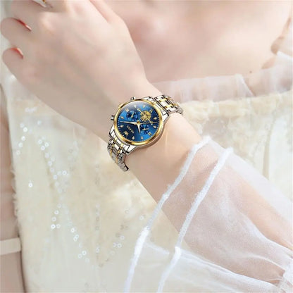 OLEVS Women Watch Multiunctional Two Tone Watch ashion BusinAng Quartz Ladies Watch StainlSteel Waterproo Diamond Watch or Women