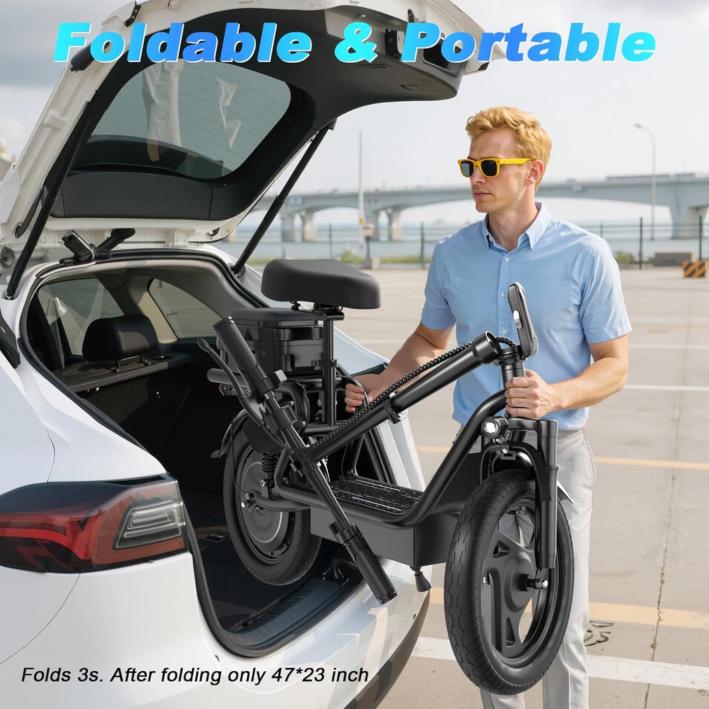 Electric Scooter with Box,500W Motor, 14'' Tires, Top Speed 22 mph, Max 27/49 Miles Ranges, Foldable E-Scooter with Suspension
