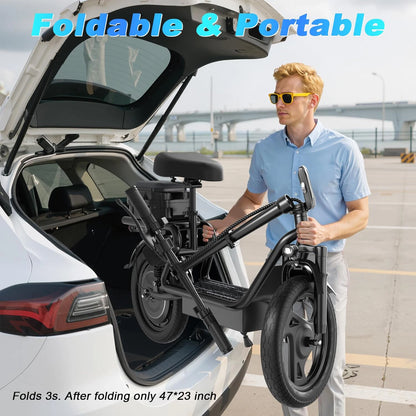 Electric Scooter with Box,500W Motor, 14'' Tires, Top Speed 22 mph, Max 27/49 Miles Ranges, Foldable E-Scooter with Suspension