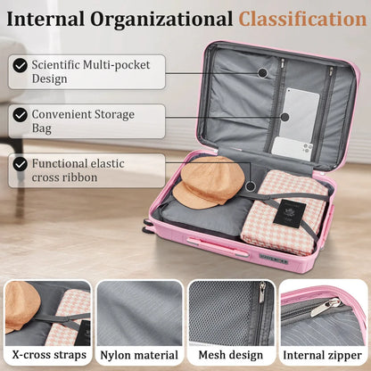4 Piece Expandable PP Luggage Sets 14 20 24 28 Inch Lightweight Durable Suitcase Double Mute Spinner Wheels TSA Lock