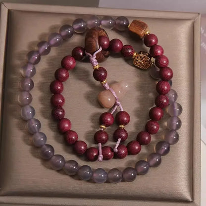 Purely handmade - natural gray agate purple hemu multi-layer bracelet women's light luxury