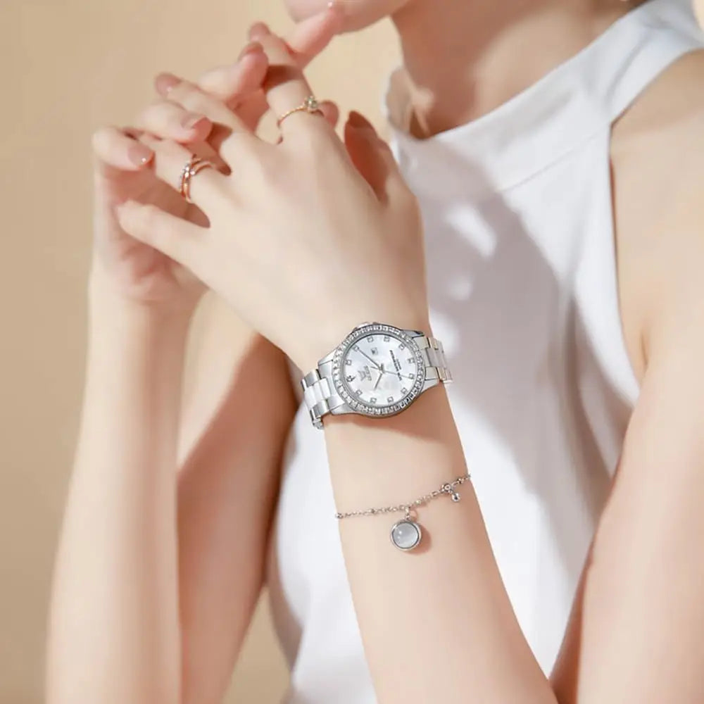 OLEVS Women Diamond Watch Elegant Luxury DrWatch Women's Rose Gold Ceic Crystal Wristwatch