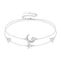 Moon Layered Bracelet 925 Sterling Silver Celtic Moon Moonstone Anklet Irish Celtic Knot Jewelry Gifts for Women