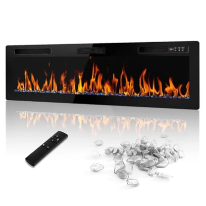 72 inch Electric Fireplace Recessed Wall Mounted with Linear Design 750/1500W Heater Touch Screen Control Timer Remote Control