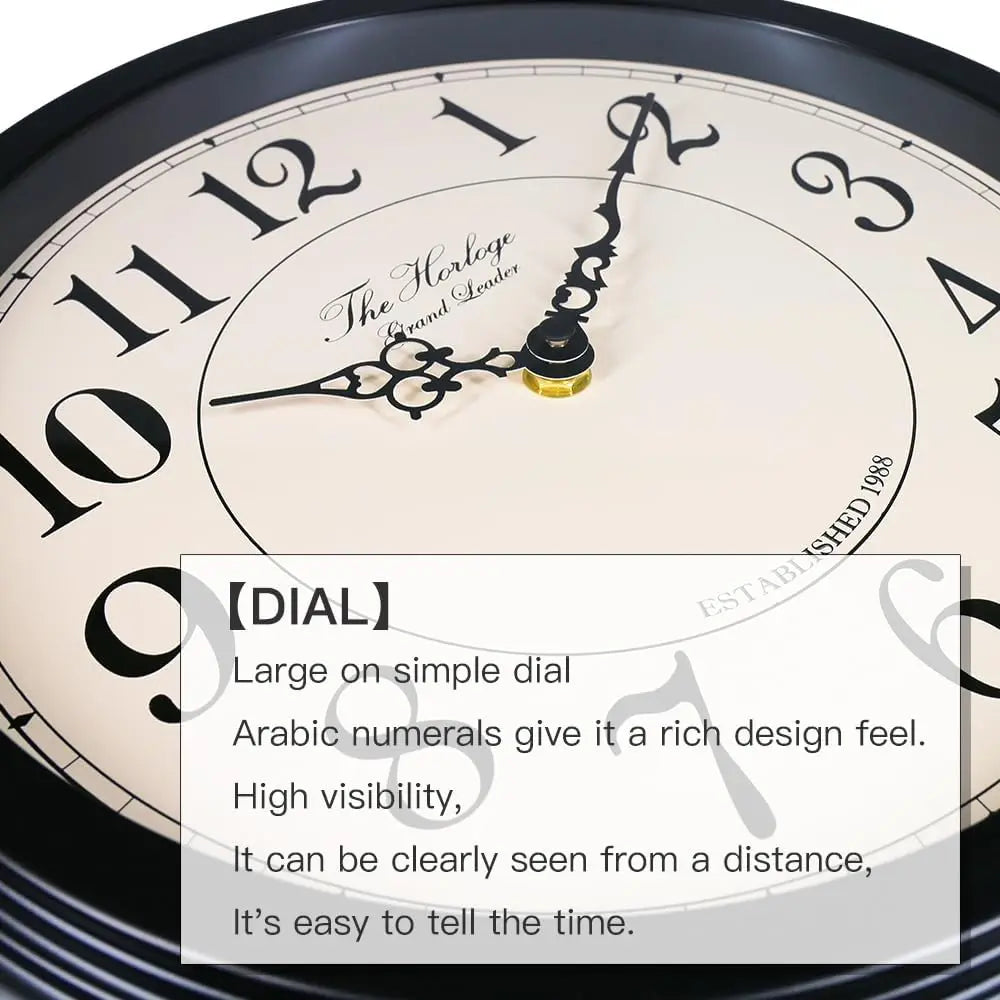 16-Inch Double Sided Metal Wall Clock with Black Frame, Easy Read for Indoor and Outdoor Decor