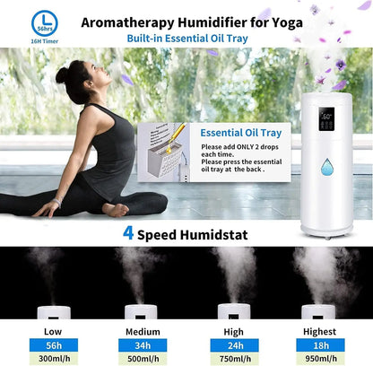 Large Room Humidifier 2000 sq.ft, 17L Capacity with Extension Tube, 4 Speed Mist & 360° Nozzle for Home Office Greenhouse