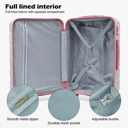 6-Piece ABS+PC Luggage Set with Spinner Wheels, Lightweight Suitcases featuring TSA Lock & Zipper