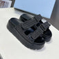 2025 New Summer Handmade Beach Slides For Woman Espadrilles Mules Shoes Magic Tape Thick Sole Woman Slippers FlipFlops