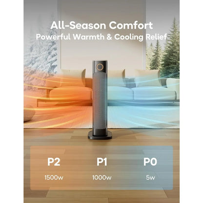 Portable Electric Heater Fan Combo with Remote, 3 Heat Levels, Oscillation for Indoor Outdoor Use