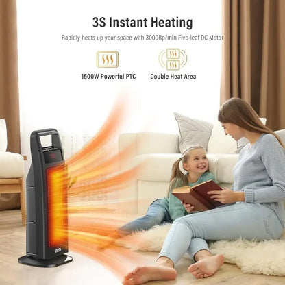 24 Portable 1500W Electric Heater with Remote, Thermostat, Oscillation, Timer for Large Spaces