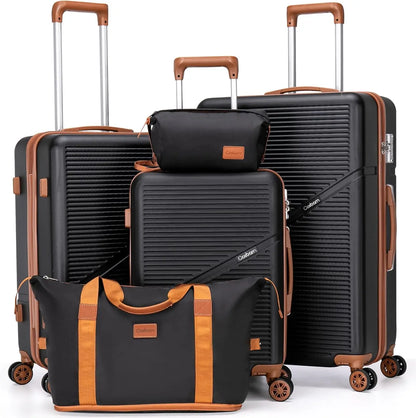 5-Piece ABS Hardshell Luggage Set with TSA Lock, Spinner Wheels, and Durable Travel Design (20"/24"/28")