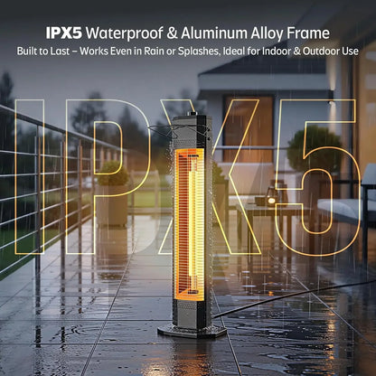[Limited Stock!]Outdoor Electric Patio Heater, 34-inch 1500W Infrared Tower Heater with Instant Heating, Tip-Over & Overheat Pro