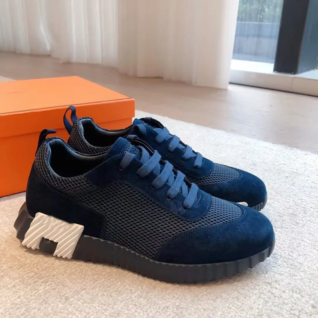 2024 New Colors Men Bouncing Sneaker Shoes Top Luxury Calfskin Suede Casual Sports Goatskin Light Sole Low Top Trainers Comfort