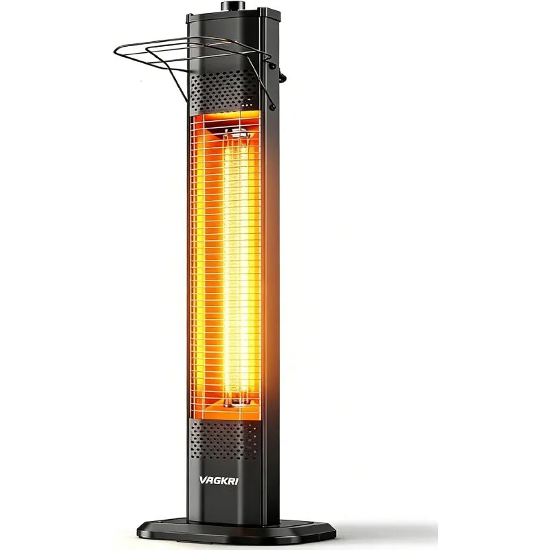 VAGKRI Outdoor Electric Patio Heater, 1500W 36" Infrared Heater with 2 Heat Tube, 3 Levels, Tip-Over&Overheat Protection, IPX5