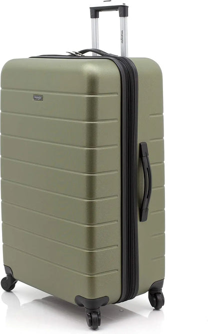 3-Piece Hardside Luggage Set with Expandable Design, 360° Spinner Wheels, and Convenient Features in Olive Green